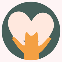 Illustration Ziggy d'un chat qui fait un câlin avec un coeur