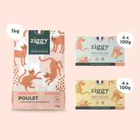 Composition du coffret pour chat adulte stérilisé Ziggy alimentation pour chat saine et sans céréales
