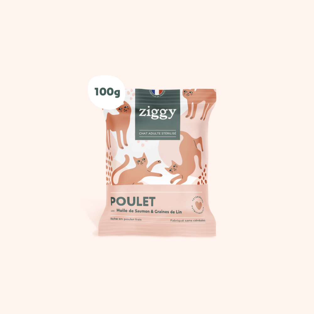 Paquet de croquettes sans céréales pour chat adulte stérilisé Ziggy 