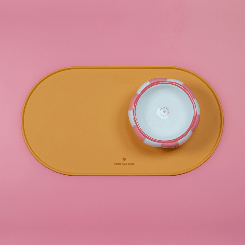 Gamelle pour chat Ziggy sur un tapis de gamelle pour chat Ziggy