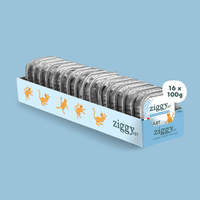 Lot de 16 pâtées de 100g Ziggy pour chat adulte souffrance d'insuffisance rénale chronique (IRC), saines et sans céréales