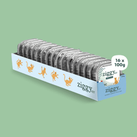 Lot de 16 pâtées de 100g Ziggy pour chat adulte souffrant de troubles urinaires au porc, saines et sans céréales